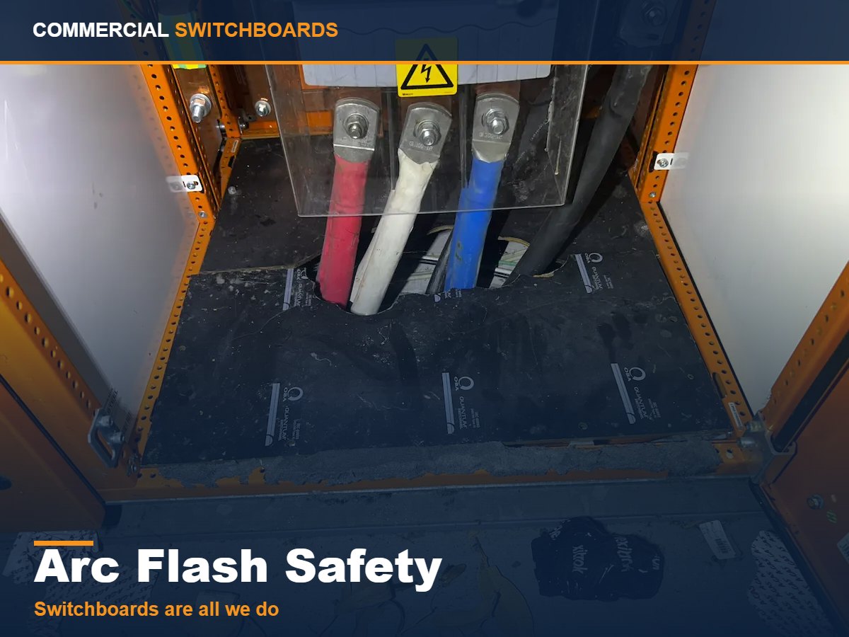 Safe work on a live commercial switchboard, arc flash safety across brisbane and south east queensland