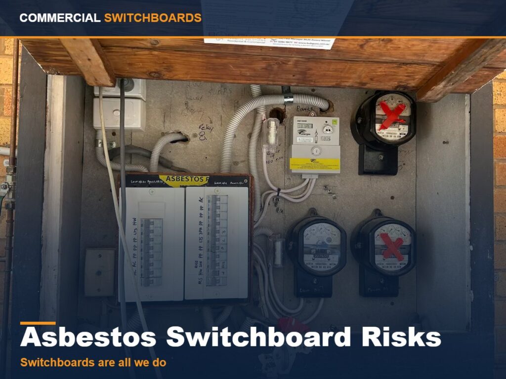 An ageing asbestos backed switchboard, asbestos switchboard risks across brisbane and south east queensland