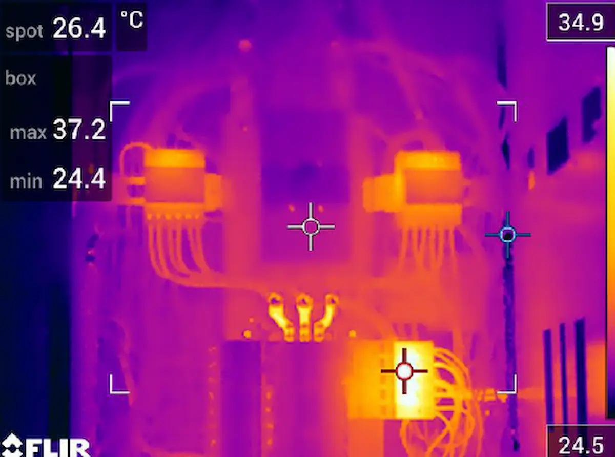 Switchboard thermal imaging frequency inspection with a flir thermal camera