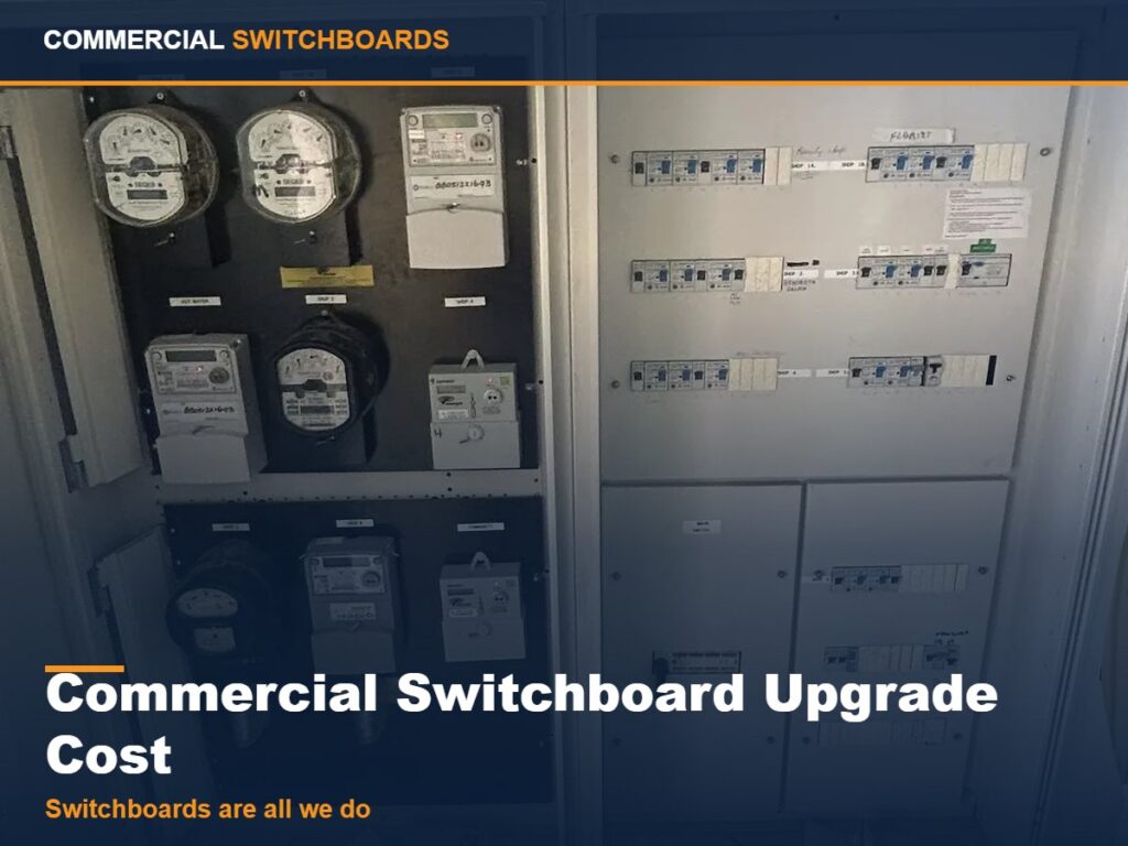 A modern commercial switchboard with multi metering and rcbo protection, commercial switchboard upgrade cost across brisbane and south east queensland
