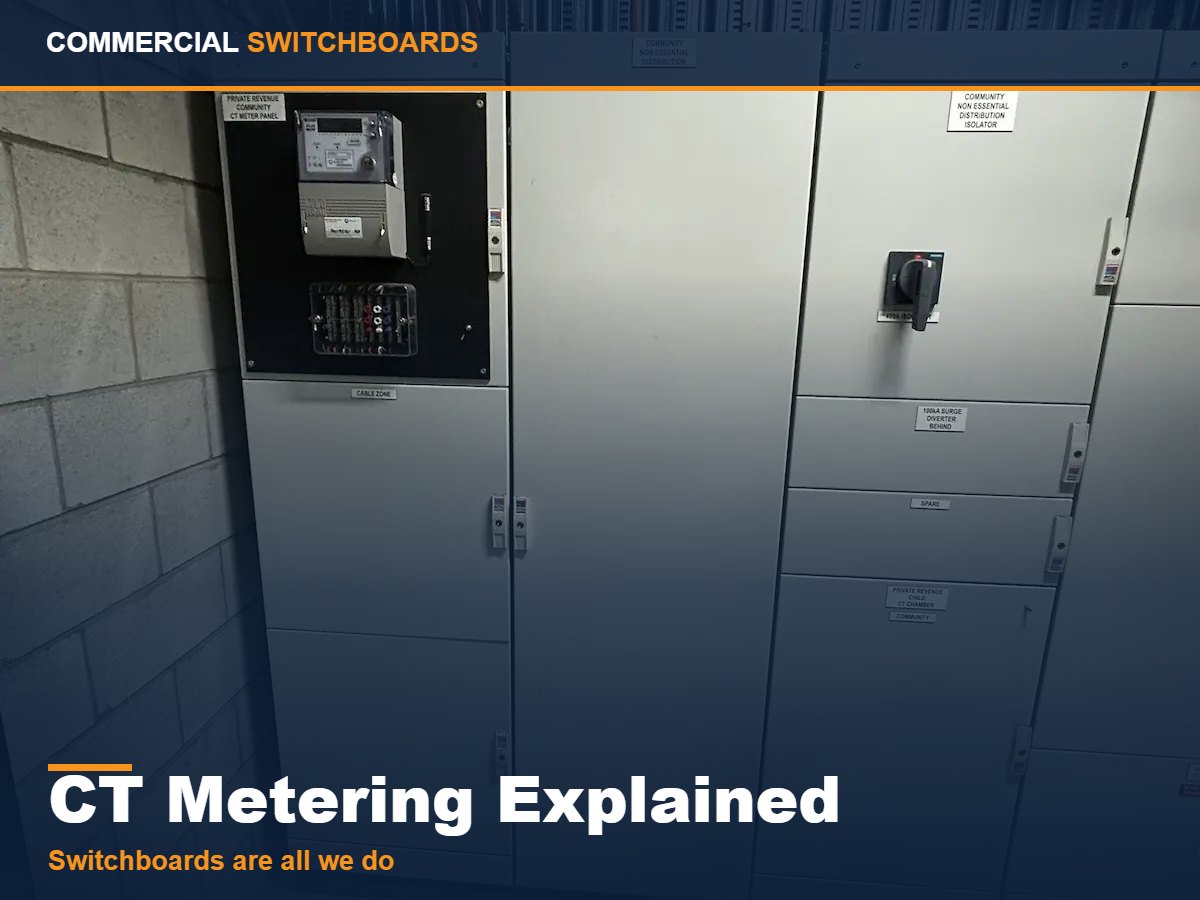 CT metering current transformers inside a commercial switchboard, CT Metering across Brisbane and South East Queensland
