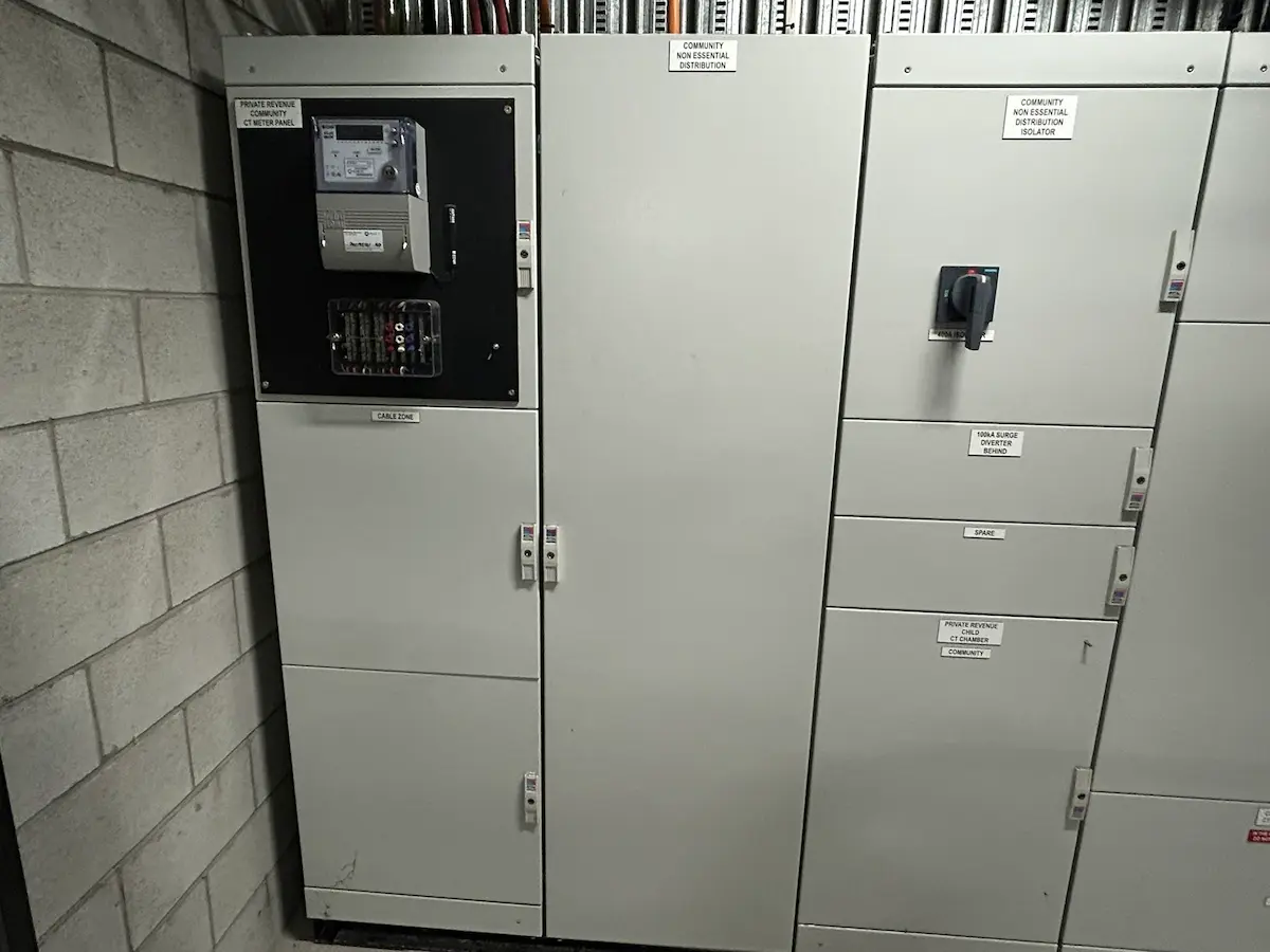 Ct metering board with current transformers in a commercial switchboard