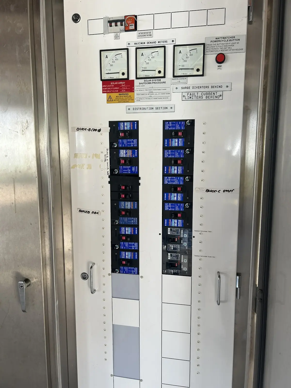 Tenancy meter board at a mansfield commercial site